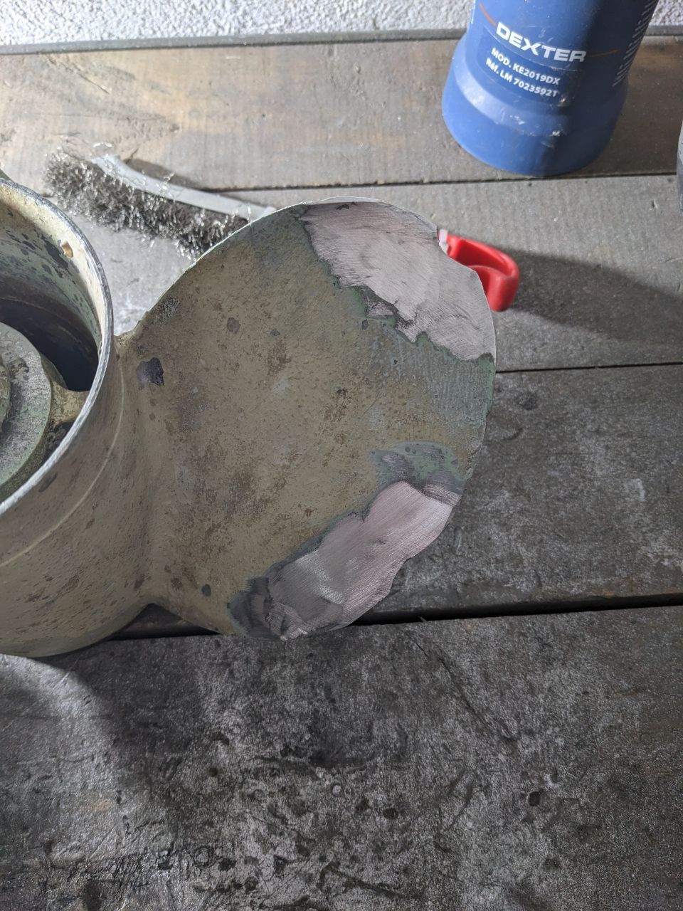 Reparación de hélice de aluminio antes de soldar